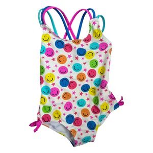 RuffleButts Star Smile‎ Cross Back One Piece Swimsuit UPF50+ Toddler Girls 2T